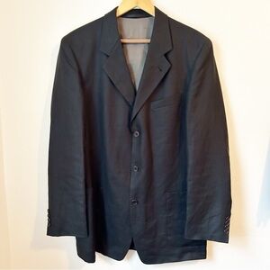 Vintage Hugo Boss Black 100% Linen Unstructured Blazer Sport Coat - Size Large
